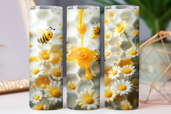 3d Bee Tumbler Wrap Design 20oz Skinny Graphics