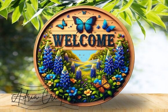 3D Bluebonnet Welcome Sign Design Graphics and Crafts