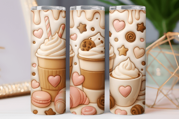 3D Coffee Tumbler Wrap 20oz Design Png Graphics and Tumbler Wraps