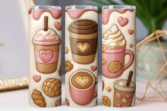 3D Coffee Tumbler Wrap 20oz Skinny Png Graphics