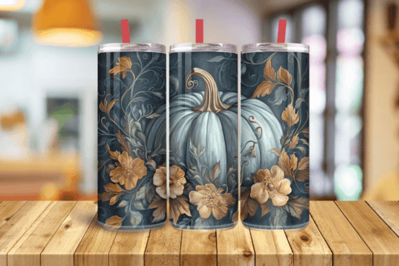 3D Fall Floral 20 Oz Skinny Tumbler PNG Graphics and Tumbler Wraps