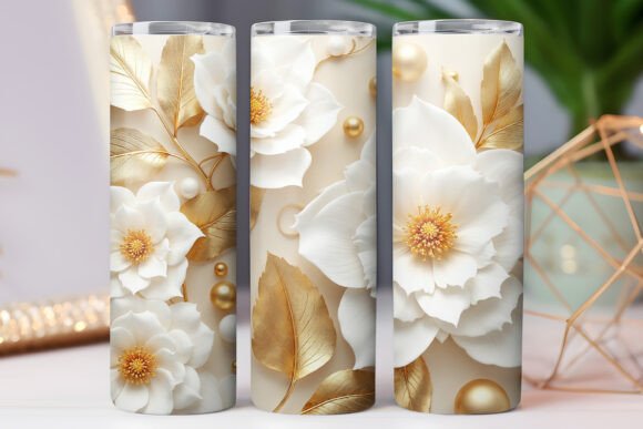 3d Floral Tumbler Wrap Design 20oz Png