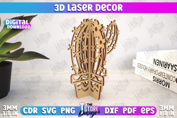 3D Laser Décor Cactus Shape Home Decor for Laser Cutting and Other Home Decor