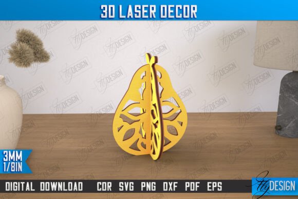 3D Laser Décor Pear Shape Home Decor