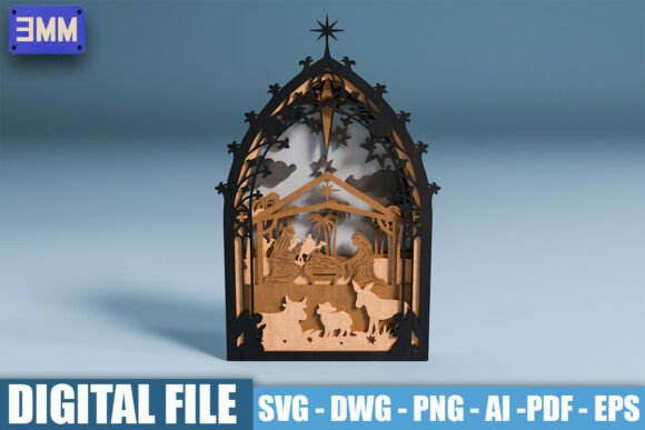 3D Nativity Scene Christmas Laser Cut Fi