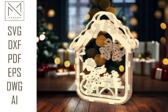 Angel Bells Ornament SVG: Laser Cutting Design for Winter Amp