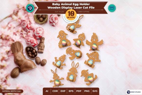 Baby Animal Egg Holder Set of 10: Laser Cutting and Other Celebrations