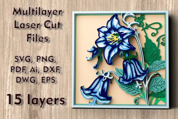 Bellflowers 3D Multilayer Laser Cut File for Ornaments