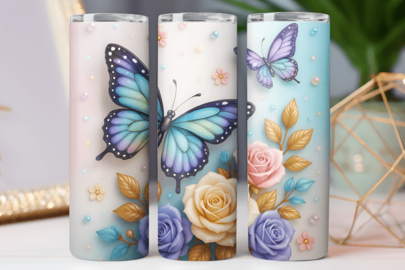 Butterflies 3d Tumbler Wrap Art Png 20oz Graphics and Freebies