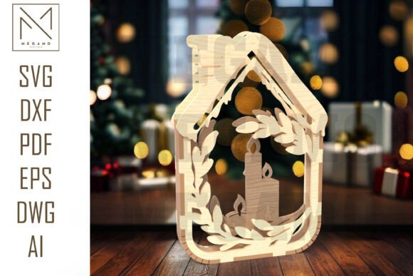 Candle Ornament SVG for Laser Cutting & Winter Amp Branding