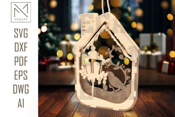 Christmas Bird Ornament SVG for Laser Cutting and Winter Amp Projects