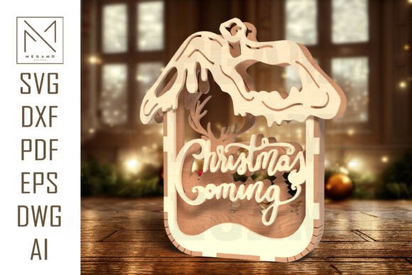 Christmas Coming Ornament SVG for Laser Cutting and Winter Amp
