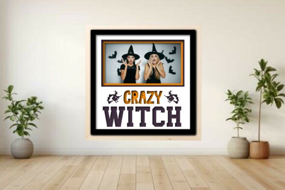 Crazy Witch Photo Frame Shadow Graphics for Crafts