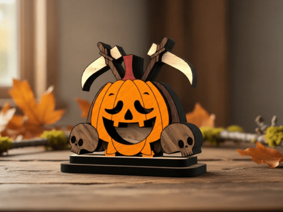 Halloween Pumpkin Figurine - Cut File for Laser Cutting and Autumn Amp Projects