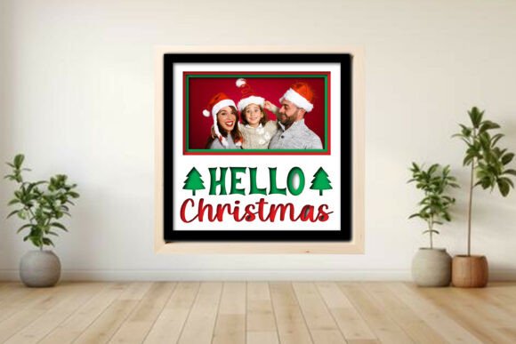 Hello Christmas Photo Frame Shadow Graphics for Crafts