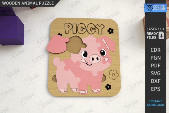 Kids Blocks Puzzle with Animal Laser Cut