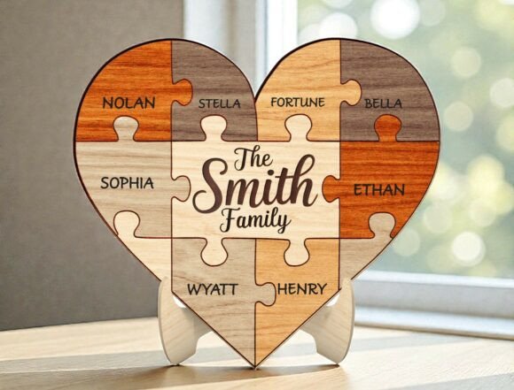 Personalized Family Heart Puzzle SVG