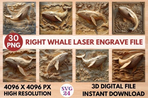 Right Whale Laser Engrave File Graphics and Laser Engraving
