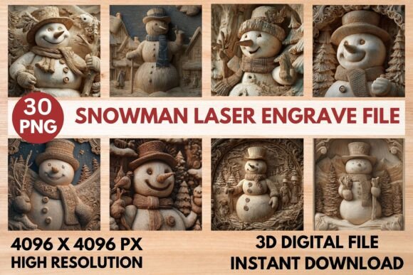 Snowman Laser Engrave File: Graphics and Laser Engraving