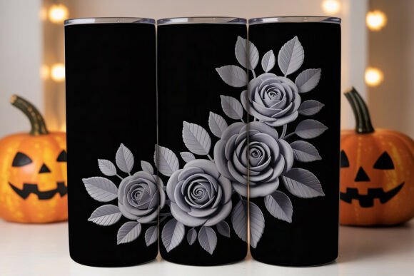 White 3D Rose - 20oz Tumbler Design Graphics and Tumbler Wraps